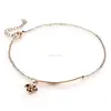 Rose Gold Plated Stainless Steel Trendy Tag and Charm Anklet Bracelet With Link Chain