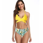 Womens Bathing Suits Floral Printing Swim Bottoms Padded Halter Bandage Bikini Two Piece Swimsuits