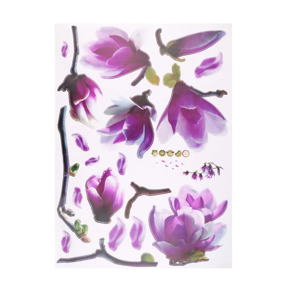 2016 Hot Sale Exquisite Elegant Magnolia Flowers Removable Art Vinyl Mural TV Backdrop Home Room Decor Wall Stickers