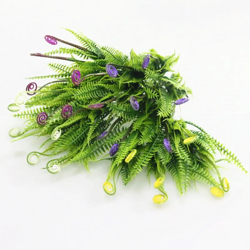 Flone Artificial Plastic Fern Grass Green Leaf Branch Simulation Flower Decorative For Wedding Party Room Decoration Art (6)