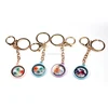 Charm dry flower frame glass locket key chain carabiner rose gold metal keyring floating charm lockets keychain