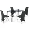 2019 wholesale factory black High gloss glitter glass top Metal frame Legs dining table