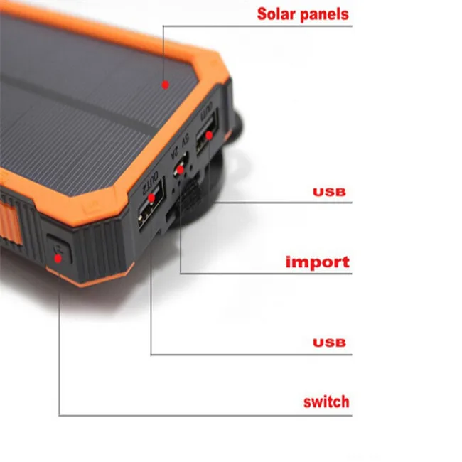 Best Power Bank 20000mAh Solar Charger 2USB Output Waterproof Solar External Battery For Mobile Phone Charger - ANKUX.COM