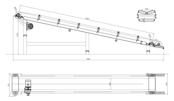mobile belt conveyor for loading and unloading block material
