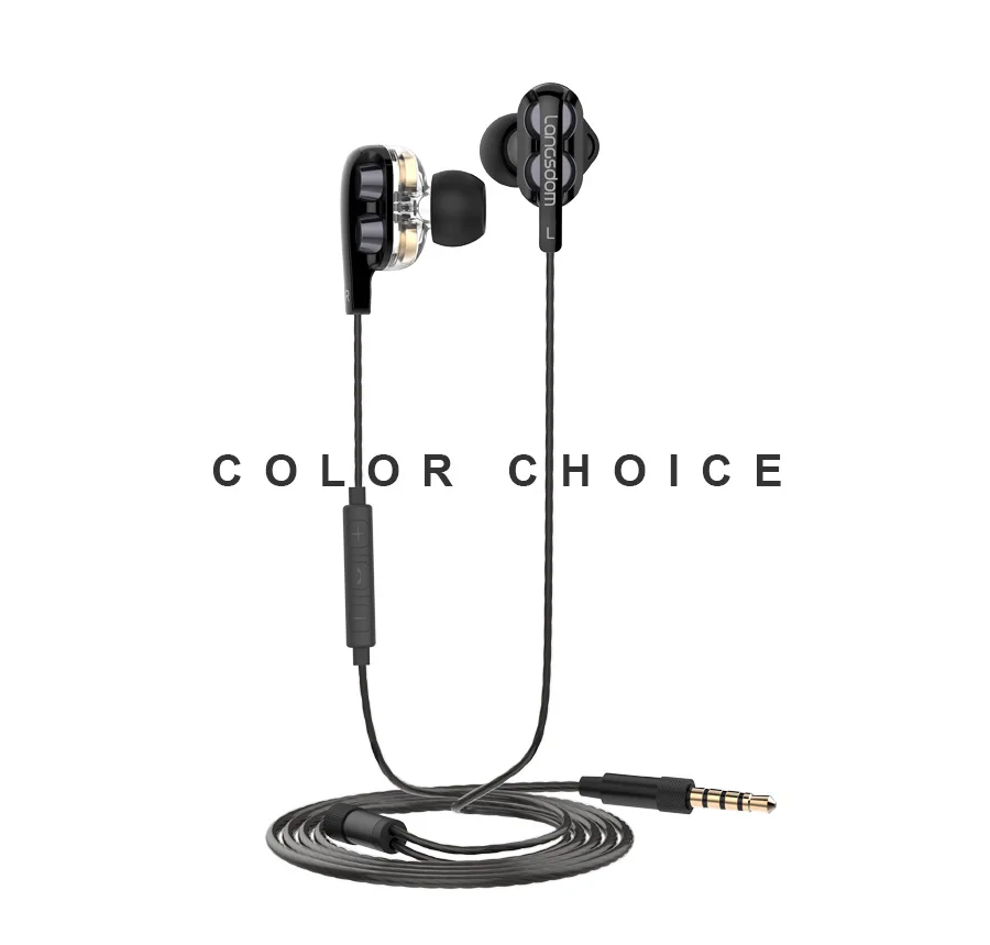 Langsdom D4X Double Driver Earphone Wired Dual Speaker Fashionable Earphones With Mic - ANKUX.COM
