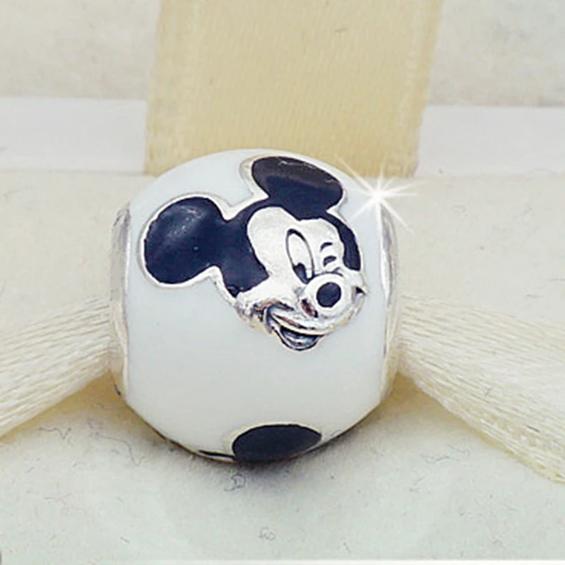 New Fashion Perles Free Shipping Silver Color Bead Charm European with Mickey cartoon Charm Pendant Bead Fit Pandora Bracelet (4)