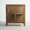 Real old fir wood cabinet with glass
