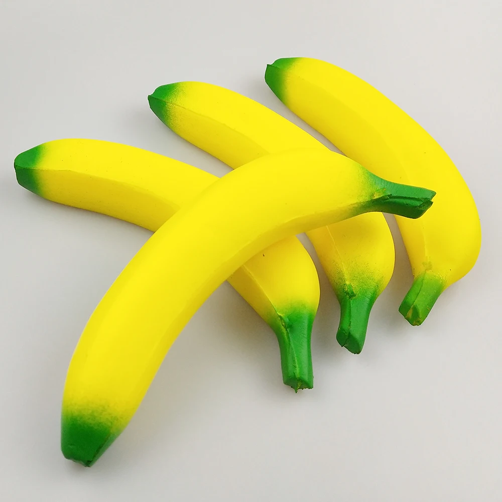 Factory Wholesale 2018 Trend Soft Slow Rising Pu Foam Squishy Scented Cute Fruit Banana Shape Stress Relief Toys for Kids