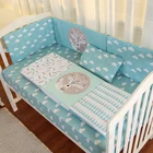 Green cartoon elk inkjet 100% cotton baby crib bedding set