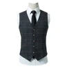 Latest Suit Styles Checked Pattern Polyester Waist Coat For Mens Business