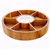 Round Acacia Wood Food Container Snack Dry Fruit Platter Turntable Snack Organizer