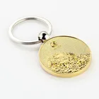 High Quality Golden Color Plated Logo Embossed Metal Keychain
