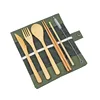 Amazon Top Seller 2018 Reusable Food Grade Degradable Bamboo Straws Small Brush Wooden Knife Fork Spoon Chopsticks 7 Piece Set
