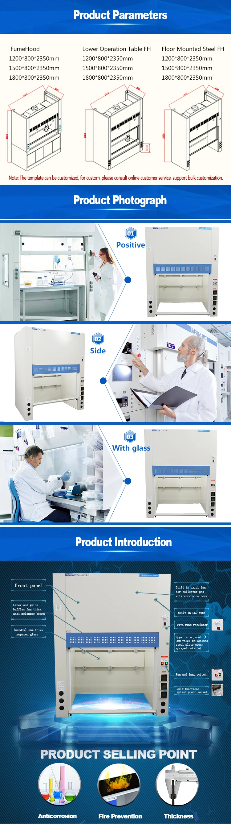 Clinical Science Laboratory Workbench Welding Fume Laminar Flow Hood Extractor System Equipment