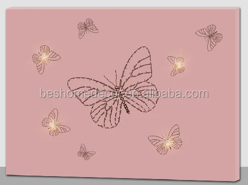 Lienzo iluminado fotos niños mariposa pintura lienzo con luz LED