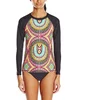 UV Protection Long Sleeve Womens Rash Guard Suit Printed Swimsuit