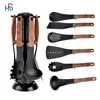 wooden color handle nylon utensils new model kitchen cabinet HS1266AW fashionable kitchen utensils FDA Food Grade