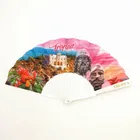 Printing Plastic Fan Full Color Printing With White Handle Plastic Hand Fan