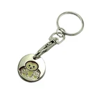 Promotional metal keyring cheap trolly coin holder keychains