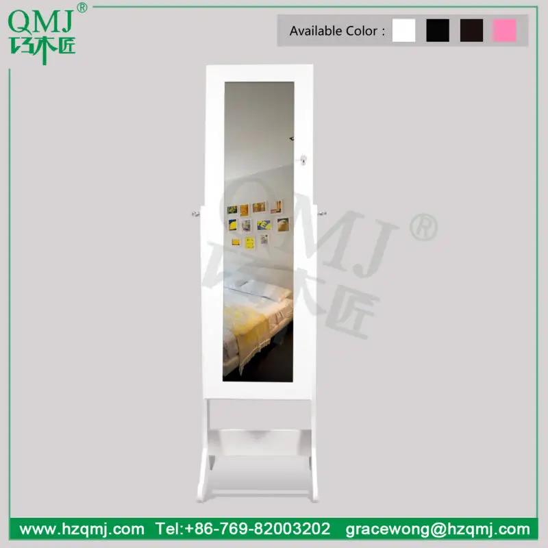 mobiliario de sala de joyería de madera armario con espejo de cuerpo