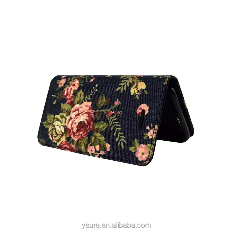 Flower Pattern Fabric Leather Phone Case For LG G Flex 2 With PVC ID and credit card slots