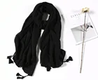Fashion Accessories Korean Style Shawls Cheap Price Black Hijab Scarf Muslim Women