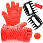 Heat Resistant Silicone BBQ Gloves Best Protective Insulated Oven, Grill, Baking, Smoker