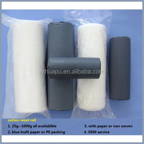 medical absorbent cotton wool roll with paper