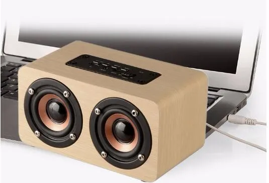 Dual-horn Wooden Wireless Portable Speaker With Bass Music Sound Intelligent Calls Handsfree TF Card Aux Mode - ANKUX.COM