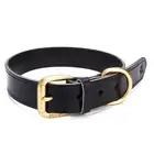 Luxury wholesale genuine leather brass buckle dog leather collar