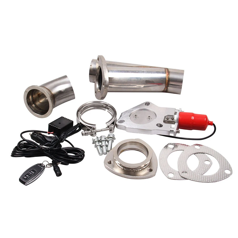CNSPEED Exhaust Valve Muffler Cutout Kit Electric Exhaust Cutout Pipe Valve Set Car Wireless Remote Control Valve Systems Color:Silver