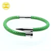 Best Jewelry Fashion 925 Sterling Silver Jewelry Wholesale Green Genuine Bracelets Stingray Pearl Leather Wrap Nail Bracelet