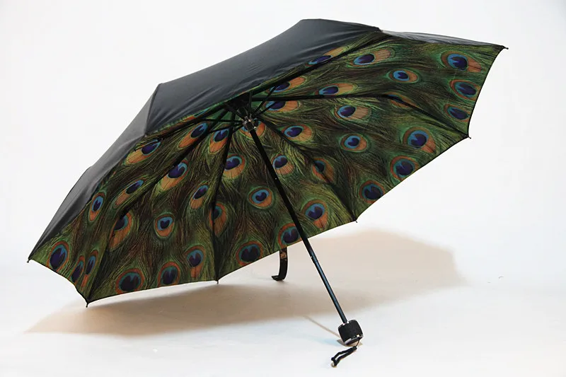 2015 high quality Peacock Three Folding Umbrella sun and rainy umbrella for woman freeshipping parasol guarda chuva