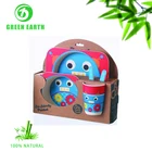 Devided eco kids coloring bamboo fiber dinnerware sets plate bowl cup dinner set