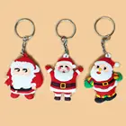 High Quality Christmas Gifts Cartoon Figure Santa Claus Double Sided 3D 2D Soft Pvc Rubber Keychain