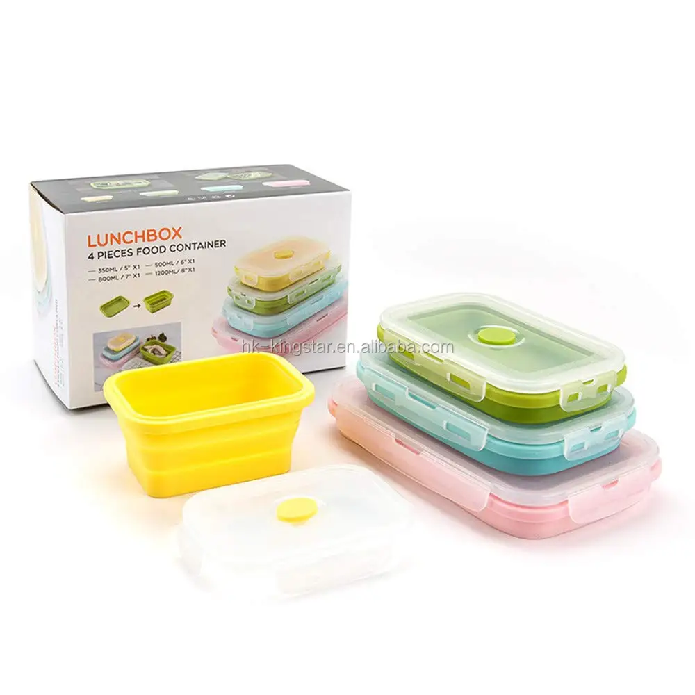New BPA free silicone foldable food storage container lunch box