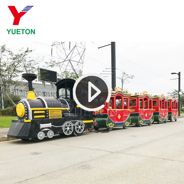 Adult Rides Battery Operated Express Electric Trackless Ride On Train Set For Amusement Park
