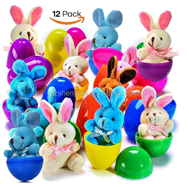 plush easter basket with plush easter bunny/ filled with plush