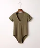 Low cut roll up sleeves ladies deep vneck cotton/spandex compression tshirt women pure green sexy one piece set t shirt dress
