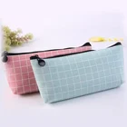 Wholesale fabric personalized logo grid sublimation school custom zipper pencil case bag