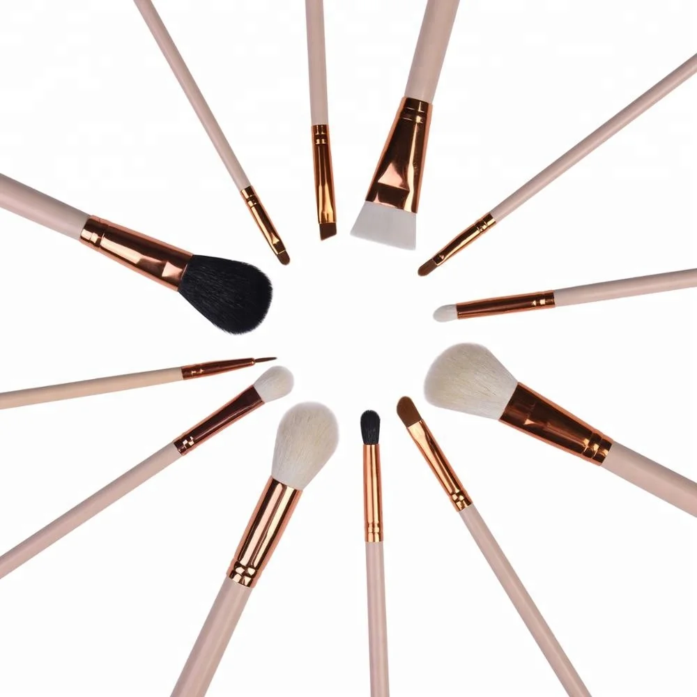 fashionable professional mini cute 12 high quality with 2019 roll bag rose gold cosmetic brush set