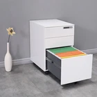 Fashion metal3 drawer mobile file cabinet with digital lock vertical A4 hanging movable pedestal under desk