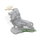 Customize New Design Stone Garden Sculpture Decorative White Marble Lion Statues