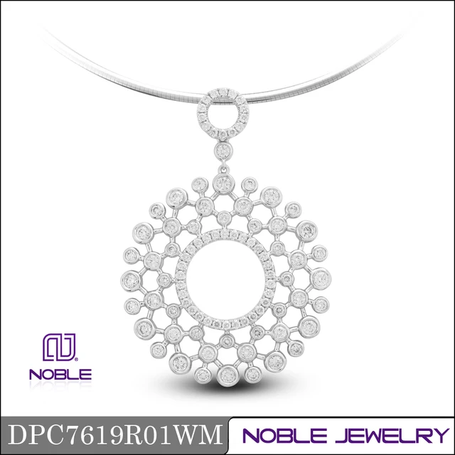 special 18k white gold bezel setting circle diamond pendant