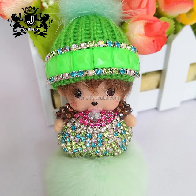 lovely doll pendant keyring gift for pom poms keychain bag charm