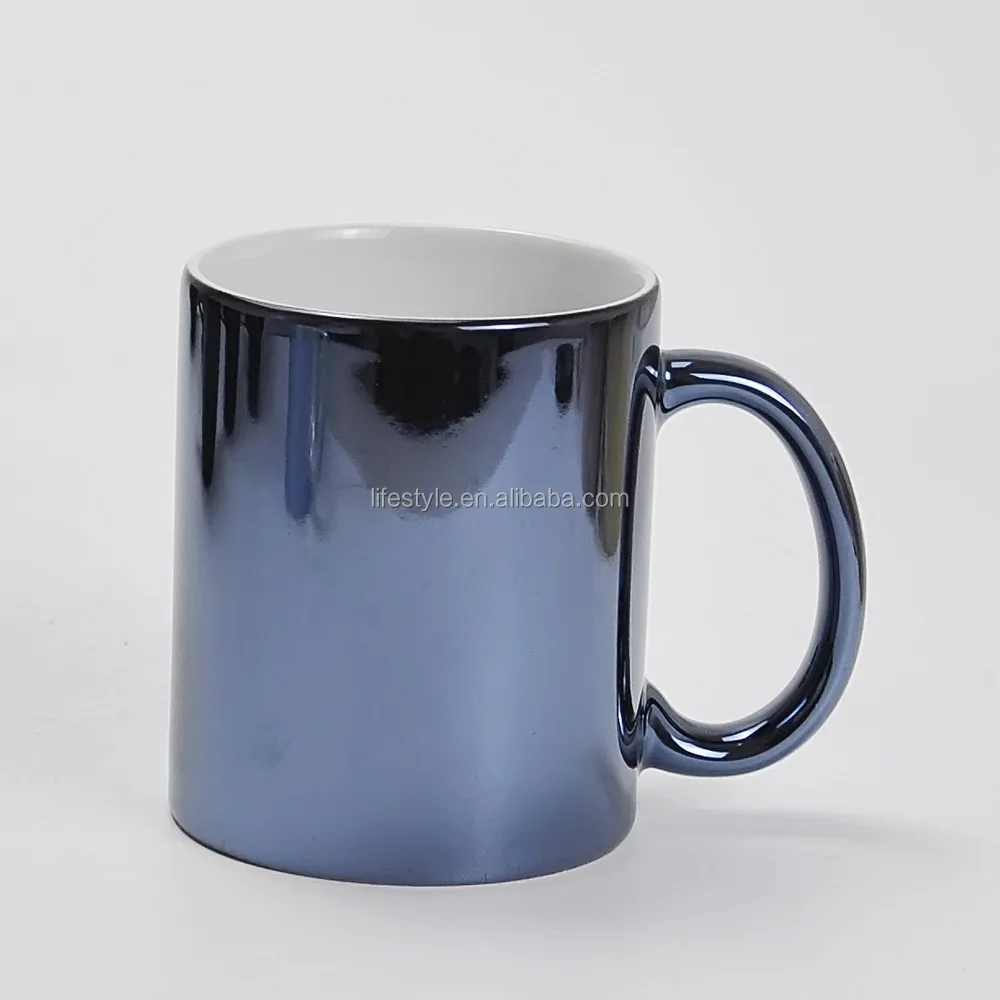 metallic ceramic promotion coffee mug, gift for her, 11 ounce