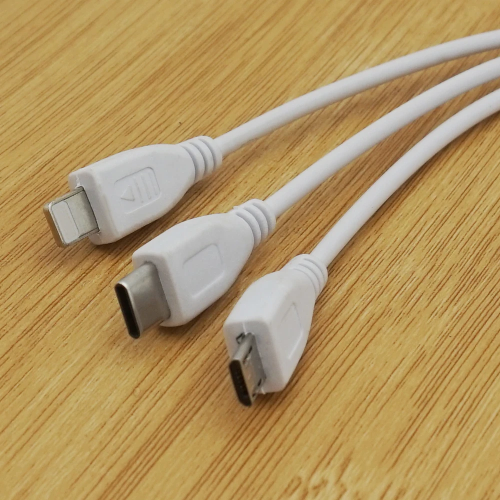 Portefeuille 3in1 Micro USB Type C Charging Cable For Samsung Galaxy S8 Plus S7 edge S6 iPhone 7 8 6 5 5S SE Type-C Short Cables (5)