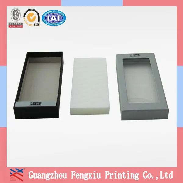 custom lid and bottom print paper gift box with clear pvc window