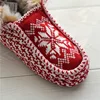 Sweater Cute Maple Leaf Pattern Clog Cable Warm Knit Ladies Winter Slippers For Women