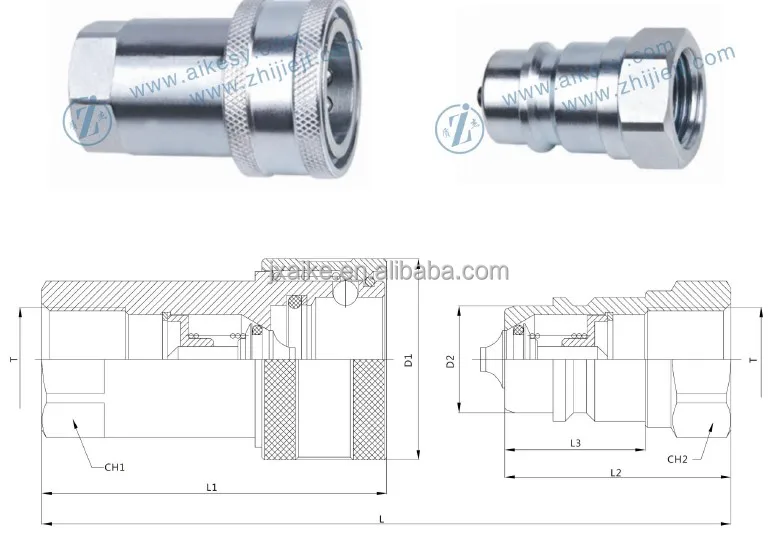 ISO 7241 A poppet type PARKER 6600 series hydraulic quick coupler